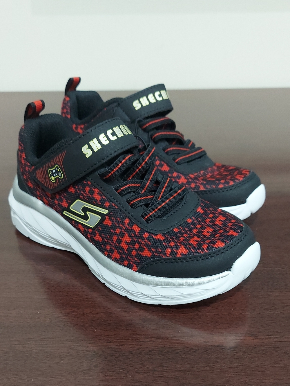 Skechers Kids Red and Black Velcro Athletic Sneakers